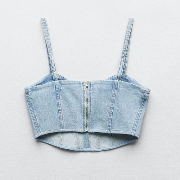 Zara Denim Corset Top - Picture 3 of 6